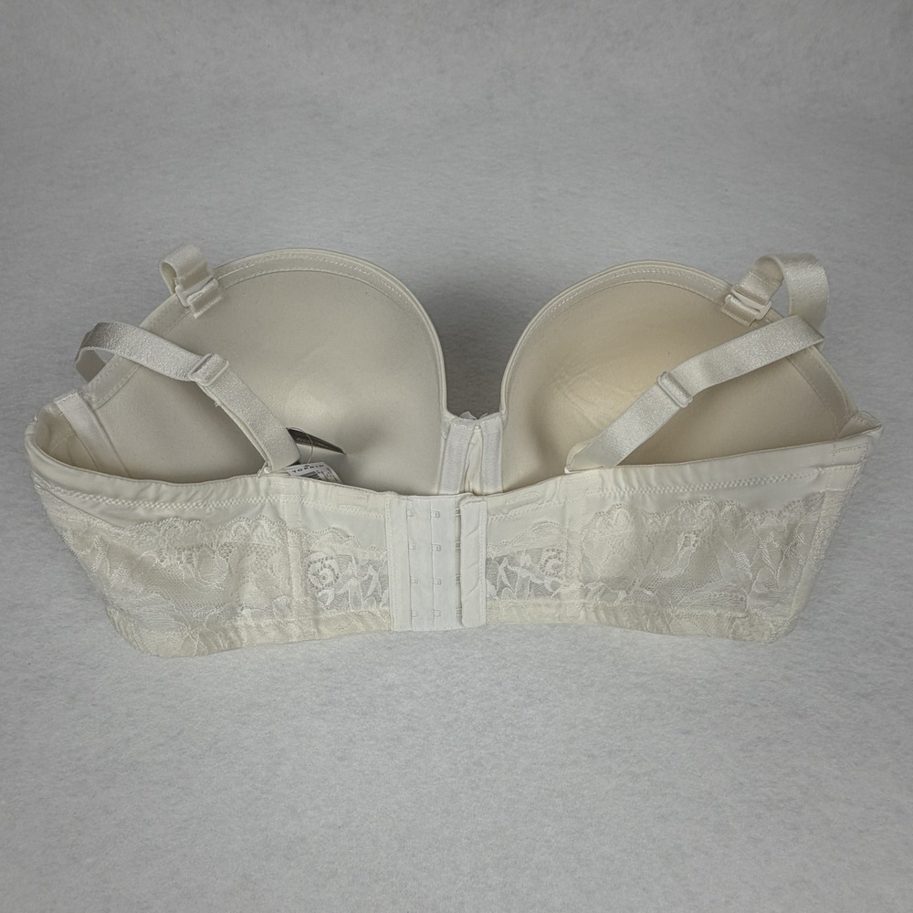 Torrid Curve Push-Up Strapless Bra 40DDD Cloud Dancer Ivory Lace Trim NWT - Picture 3 of 9